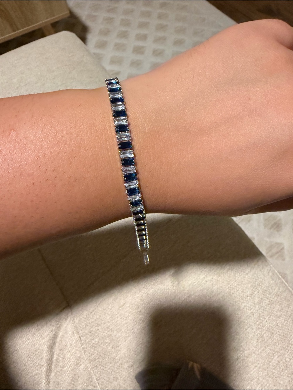 Blue Stone Tennis Bracelet - Elegant Women's Jewelry - Picture 1 of 3